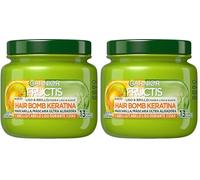 Garnier Maschera per capelli fortificante Fructis Smooth & Brilliant che leviga e nutre, con cheratina vegetale liquida e olio di argan - 320 ml (Confezione da 2)