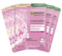 Garnier Maschera per panno, maschera viso per pelle pallida, bagliore e idratante, con acido ialuronico e sakura, Hydra Bomb, 5 x 28 g
