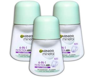 Garnier Mineral Deo Roll-on Protection 48H 6 in 1, 3 x 50 ml