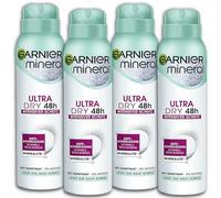 Garnier Mineral Deodorante Spray Ultra Dry 48H, 4 x 150 ml