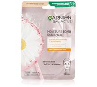 Garnier Moisture Bomb, maschera idratante e lenitiva alla camomilla e acido ialuronico, per pelli sensibili, tessuti biodegradabili e vegani, 28 g