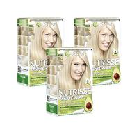 Garnier Nutrisse Crema colorante per capelli, biondo freddo extra chiaro 10.1A, colorazione permanente (con 3 oli nutrienti) - confezione da 3 pezzi