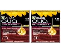 Garnier Olia Bold Tinta Capelli, Colorazione Permanente Senza Ammoniaca, Copre il 100% dei Capelli Bianchi, Con Oli di Fiore di Origine Naturale, Formula Vegana, Rosso Intenso (Confezione da 2)