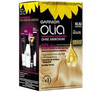 Garnier Olia, colorante permanente per capelli senza ammoniaca, colorante per capelli 100% capelli grigi, The Golds, 10,32 oro platino (biondo), 3 pezzi