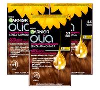 Garnier Olia Colorazione Capelli Tinta Permanente Colore 5.3 Castano Dorato Senza Ammoniaca Fragranza Delicata con Oli di Fiori di Origine Naturale - 3 Tinte