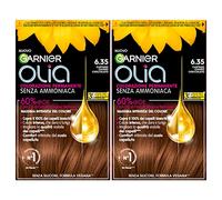 Garnier Olia Tinta Capelli Permanente Senza Ammoniaca Colorazione con Oli di Fiori di Origine Naturale ad Azione Illuminante e Nutriente Colore 6.35 Castano Chiaro Cioccolato - 2 Confezioni