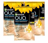 Garnier Olia Tinta Capelli Permanente Senza Ammoniaca Colorazione con Oli di Fiori di Origine Naturale ad Azione Illuminante e Nutriente Colore 110 Biondo Chiarissimo Naturale Intenso - 3 Confezioni