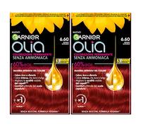 Garnier Olia Tinta Capelli Permanente Senza Ammoniaca Colorazione con Oli di Fiori di Origine Naturale ad Azione Illuminante e Nutriente Colore 6.60 Rosso Intenso - 2 Confezioni