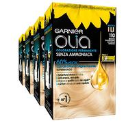 Garnier Olia Tinta Capelli Permanente Senza Ammoniaca Colorazione con Oli di Fiori di Origine Naturale ad Azione Illuminante e Nutriente Colore 110 Biondo Chiarissimo Naturale Intenso - 4 Confezioni
