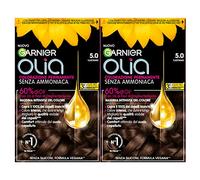 Garnier Olia Tinta Capelli Permanente Senza Ammoniaca Colorazione con Oli di Fiori di Origine Naturale ad Azione Illuminante e Nutriente Colore 5.0 Castano - 2 Confezioni