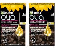 Garnier Olia Tinta Capelli, Senza Ammoniaca, Copre il 100% dei Capelli Bianchi, Formula Formula Vegana, Castano (Confezione da 2)
