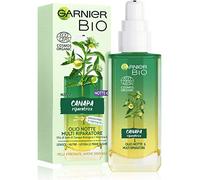 Garnier Olio Viso Notte Bio, Olio Notte Multi Riparatore Con Olio Di Semi Di Canapa Biologico E Vitamina E, Per Pelli Stressate, Anche Sensibili E Prime Rughe, 30 Ml, Confezione Da 1