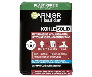 Garnier Pulizia solida, senza plastica, con carbone e acido salicilico per pelli impure, ammorbidisce le imperfezioni della pelle in una sola settimana, SkinActive, chiara, 100 g