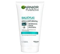 Garnier Pure Pelle 3 in 1 Gel Detergente Scrub Maschera, Pelle Grassa con Imperfezioni, 150 ml