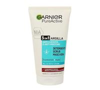 Garnier Pure Pelle 3 in 1 Gel Detergente Scrub Maschera, Pelle Grassa con Imperfezioni, 150 ml