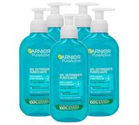 Garnier PureActive Gel Detergente Purificante Viso Anti Lucidità e Anti Macchie per Pelli da Miste a Grasse Elimina Impurità e Restringe Pori con Niacinamide e Acido Salicilico - 5 Flaconi da 200ml