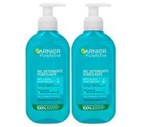 Garnier PureActive Gel Detergente Viso Purificante per Pelli da Miste a Grasse Anti Impurità e Anti Lucidità Restringe i Pori con Niacinamide e Acido Salicilico BHA - 2 Flaconi da 200ml
