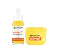 Garnier Routine Anti-Macchie: Siero Vitamina C Viso Potenziato con Niacinamide e Melasyl 30ml e Fresh & Bright Sorbetto Vitamina C Crema Viso Idratante Ultra Leggera 85ml