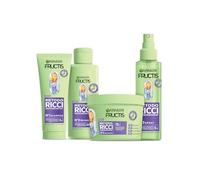 Garnier Set idratante per la cura dei capelli per tutti i ricci, ripara e rivitalizzata, con acidi grassi ialuronici e karité, pre-shampoo, shampoo, maschera per capelli, spray, 4 pezzi