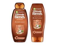 Garnier Set shampoo e balsamo Ultimate Blends | Ristrutturante elegante con olio di cocco e burro di cacao levigante per capelli eleganti, lisci e senza effetto crespo | 360ml|