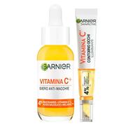 Garnier SkinActive Siero Viso Anti-Macchie Vitamina C con Niacinamide e Acido Salicilico 30ml + Crema Contorno Occhi Illuminante Anti Occhiaie Formula Vegana con Caffeina e Polvere di Banana 15ml