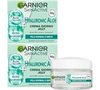Garnier Skin Active Crema Viso Jelly Idratante con Acido Ialuronico e Aloe Vera, Texture Leggera e Rinfrescante, per Pelli Normali o Miste, 50 ml (2 Unità)