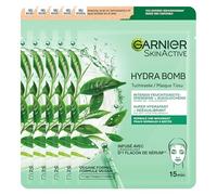 Garnier Skin Active Hydra - Maschera per fogli di bomba, tè verde - 5 pezzi - Maschera viso per pelli normali e miste