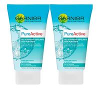 Garnier Skin Naturals Pure Active Gel Detergente Esfoliante Anti Punti Neri Anti sebo Anti Imperfezini Formula con Acido Salicilico e Minerali per Pelli Grasse - 2 Flaconi da 150ml