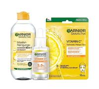 Garnier Skin Vitamina C Coffret con micelle, acqua detergente All-in-1 con vitamina C, 400 ml, siero vitamina C, 30 ml e maschera in panno vitamina C, 28 g