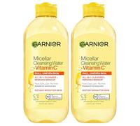 Garnier SkinActive - Acqua detergente micellare con vitamina C, per pulire la pelle, rimuovere il trucco e illuminare la pelle opaca, 2 conteggio (imballaggio può variare)