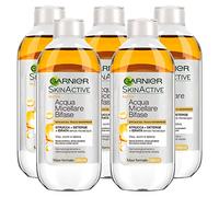 Garnier SkinActive Acqua Micellare Bifase per Trucco Waterproof ad Azione Struccante Detergente Idratante Senza Risciacquo per Viso Occhi Labbra con Formula Senza Profumo - 5 Flaconi da da 400ml