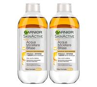 Garnier SkinActive Acqua Micellare Bifase per Trucco Waterproof ad Azione Struccante Detergente Idratante Senza Risciacquo per Viso Occhi Labbra con Formula Senza Profumo - 2 Flaconi da da 400ml