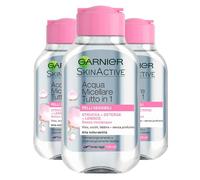 Garnier SkinActive Acqua Micellare Tutto in 1 Pelli Sensibili Strucca Deterge Lenisce Senza Risciacquo Formato Viaggio - 3 Flaconi da 100 ml
