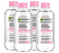 Garnier SkinActive Acqua Micellare Tutto in 1 per Pelli Sensibili Azione Struccante Detergente Lenitiva Senza Risciacquo Viso Occhi Labbra Formula Ipoallergenica Senza Profumo - 4 Flaconi da da 400ml