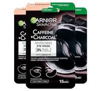 Garnier SkinActive Caffeine Charcoal Maschera Contorno Occhi Rivitalizzante per Tutti i Tipi di Pelle in Tessuto Biodegradabile - 3 Applicazioni