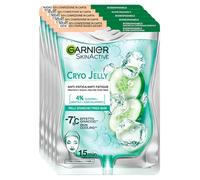 Garnier SkinActive Cryo Jelly Maschera Viso Anti-Fatica Effetto Ghiaccio Trattamento Rassodante per Pelli Stanche e Spente con Acido Ialuronico Formula Vegana - 5 Maschere Monouso