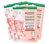 Garnier SkinActive Maschera Viso Riparatrice 2 Milioni di Frazioni di Probiotici Per Tutti i Tipi di Pelle Biodegradabile Idratante Con Acido Ialuronico - 3 Confezioni da 1 Applicazione Ognuna