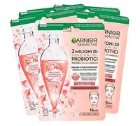 Garnier SkinActive Maschera Viso Riparatrice 2 Milioni di Frazioni di Probiotici Per Tutti i Tipi di Pelle Biodegradabile Idratante Con Acido Ialuronico - 5 Confezioni da 1 Applicazione Ognuna
