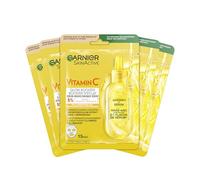 Garnier SkinActive - Confezione da 5 maschere in tessuto Vitamina C, idrata la pelle sensibile, per un vero effetto Glow, 28 g