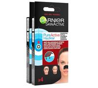 Garnier SkinActive Pure Active Strip Zona T Cerotti Anti Punti Neri al Carbone per Naso Fronte e Mento Purificante con Acido Salicilico - 2 Confezioni da 4 Cerotti