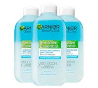 Garnier SkinActive Sensitive Essential Struccante Bifase 2in1 Lenitivo Viso Occhi e Labbra Rimuove Trucco Waterproof per Pelli Sensibili Senza Alcool - 3 Flaconi da 200ml