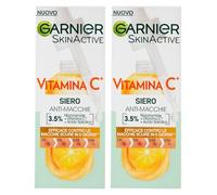 Garnier SkinActive Siero Viso Anti-Macchie Vitamina C+ Illuminante Antiossidante Riduce Macchie Scure Texture Leggera Formula Vegana con Niacinamide Acido Salicilico e Melasyl - 2 Flaconi da 30ml