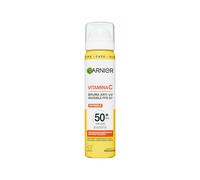 Garnier SkinActive Vitamina C Anti-Macchia Anti-UV Invisibile SPF 50+. Applicabile quotidianamente sul trucco. Finitura completamente trasparente. 75 ml