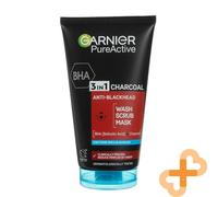 Garnier Sn Pure 3IN1 Carbone Viso Pelle Scrub Lavare 150 Purificante Maschera
