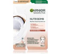 Garnier NutriBomb Maschera in Tessuto Nutriente Illuminante, per Pelli Secche e Spente, Arricchita con Latte di Cocco e Acido Ialuronico - 28 g, Confezione da 1
