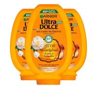 Garnier Ultra Dolce Balsamo Nutriente per Capelli Secchi e Spenti Gli Oli Meravigliosi Argan e Camelia Districante Ravvivante Illuminante con Ingredienti 97% di Origine Naturale - 3 Flaconi da 360ml