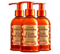 Garnier Ultra Dolce Elisir di Miele Siero Riparatore per Capelli Danneggiati e Doppie Punte con Miele d'Acacia Ammorbidente Termoprotettore con Texture Leggera - 3 Flaconi da 115ml