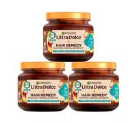 Garnier Ultra Dolce Maschera Cremosa Nutriente per Capelli Secchi o Molto Secchi Hair Remedy Rituale d'Argan con Crema di Mandorla Vegan con Ingredienti 97% di Origine Naturale - 3 Barattoli da 340ml
