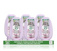 Garnier Ultra Dolce Multi Pack x6 Balsamo Lisciante, Infuso di Acqua di Riso & Amido, 97% Origine Naturale, Capelli Lunghi, Senza Siliconi, 250 ml