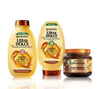 Garnier Ultra Dolce Routine Completa Tesori di Miele, Kit con Shampoo + Balsamo + Maschera, Ideale Per Capelli Danneggiati, Con Miele d'Acacia e Cera d'Api